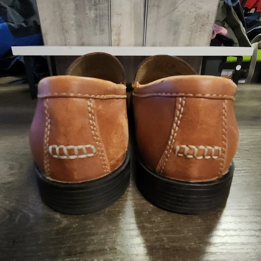 Bostonian Brown Leather Strada Venetian Slip On Loafers Shoes Mens 9 Driving